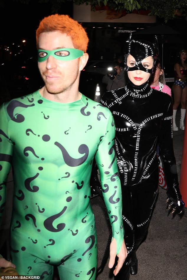 Arriving at Chateau Marmont in Hollywood, the duo transformed into Catwoman from Batman Returns and The Riddler from the sequel, Batman Forever.