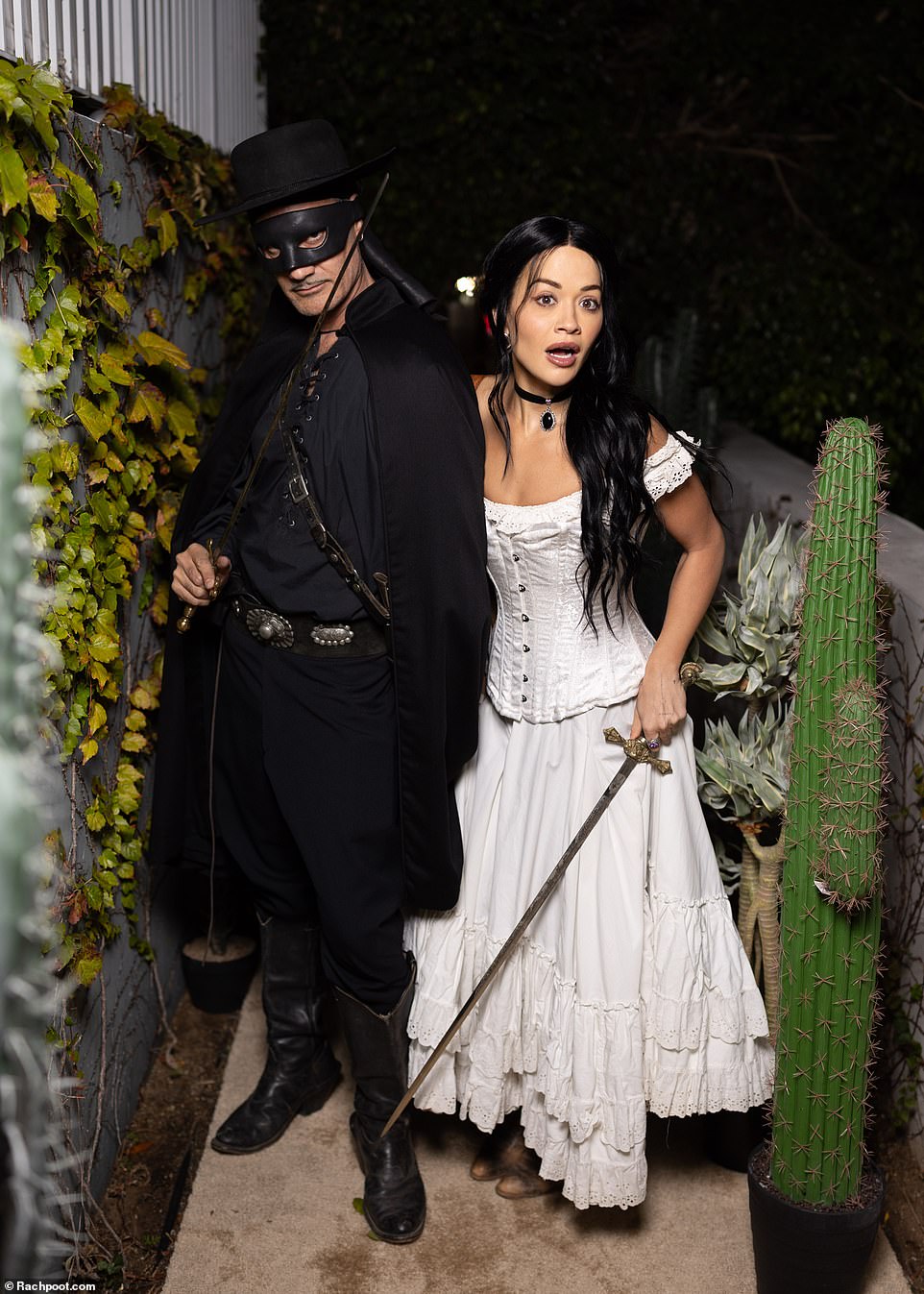 They dressed up as Zorro and Elena from the 1988 film The Mask of Zorro, in which Catherine Zeta-Jones played Elena