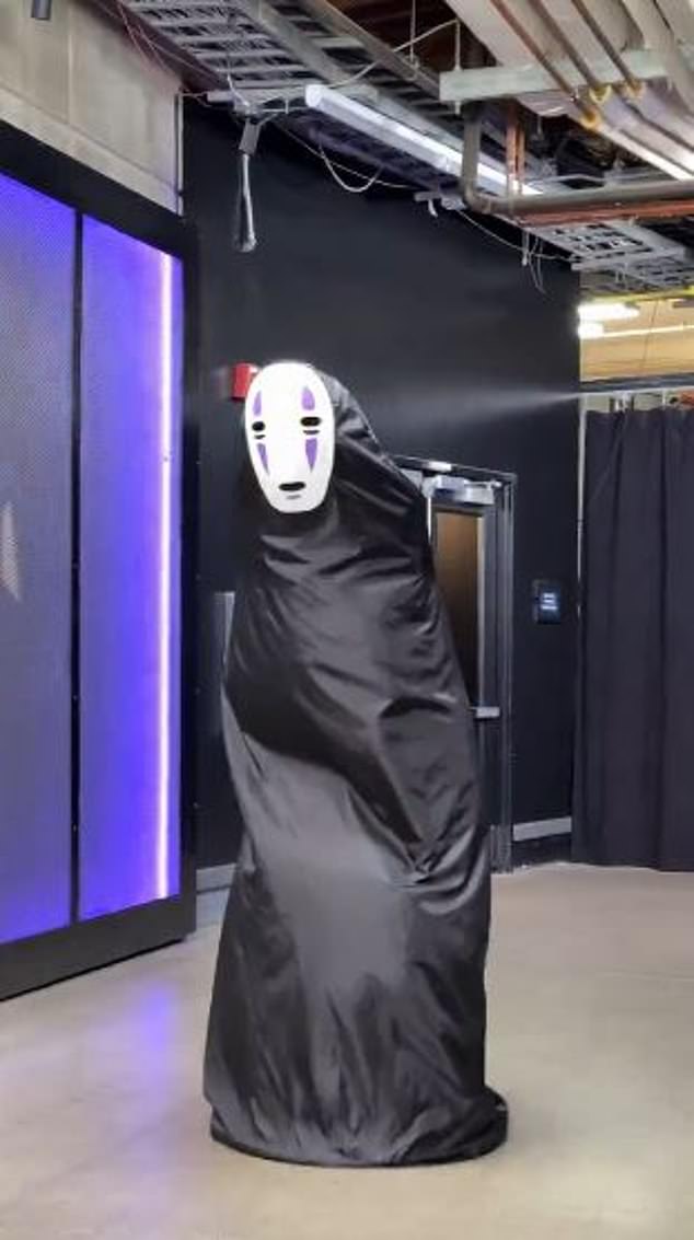 Spurs center Victory Wembanyama dressed as Japanese villain No Face from anime lore