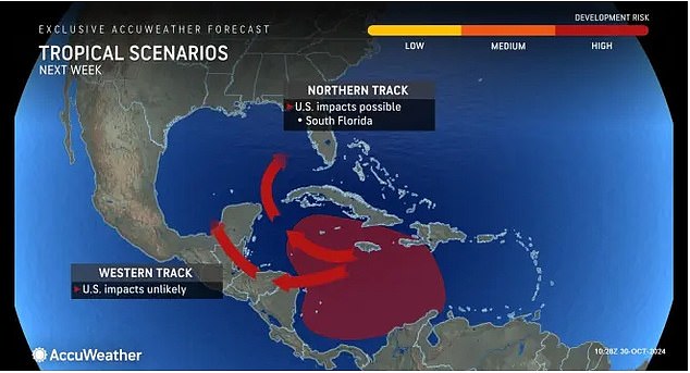 There are two possible paths this storm could take: one to the west and the other to the north. If the storm moves north, it could impact South Florida