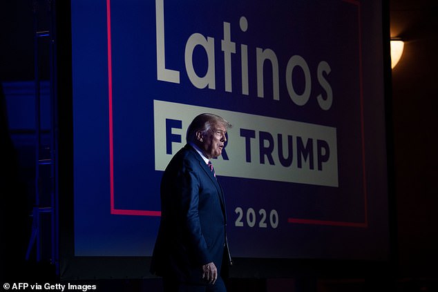 Former President Donald Trump arrives for a roundtable with Latino supporters at the Arizona Grand Resort and Spa in Phoenix, Arizona on September 14, 2020