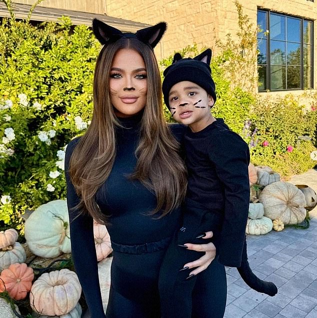 'Happy Halloween!!' Khloe began her Instagram caption. 'This year the costumes for the children have been changed a few times'