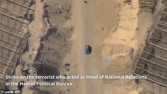 The IDF has released dramatic footage of the moment a truck carrying Kassab and Ayesh was struck with precision as it traveled along a dirt road in the city of Gaza.