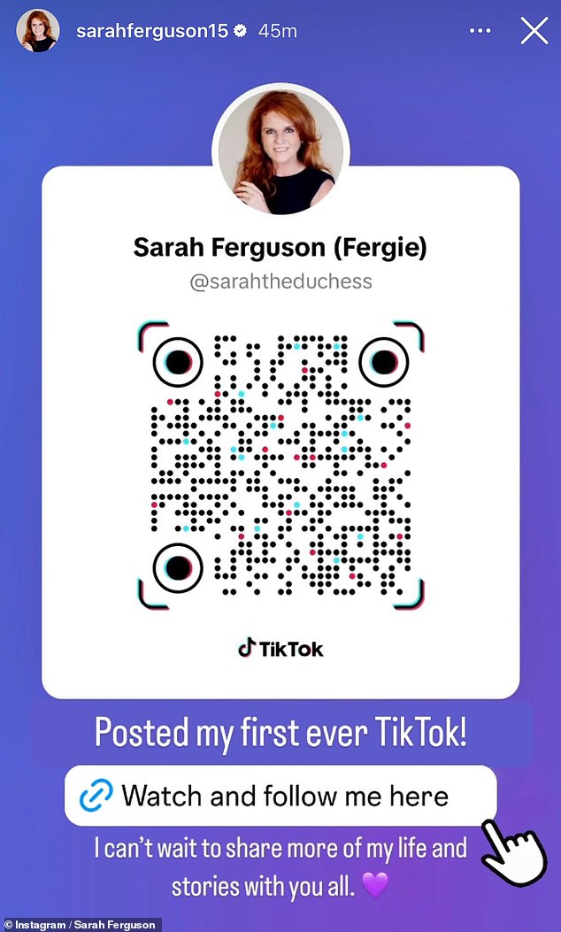 Fergie also posted a QR code to her TikTok on her Instagram Story to promote the account and gain traction