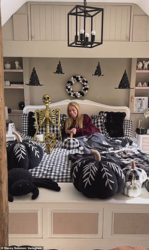 Stacey embraced her Halloween spirit in September when she transformed her bedroom into a spooktacular bonanza for the holidays