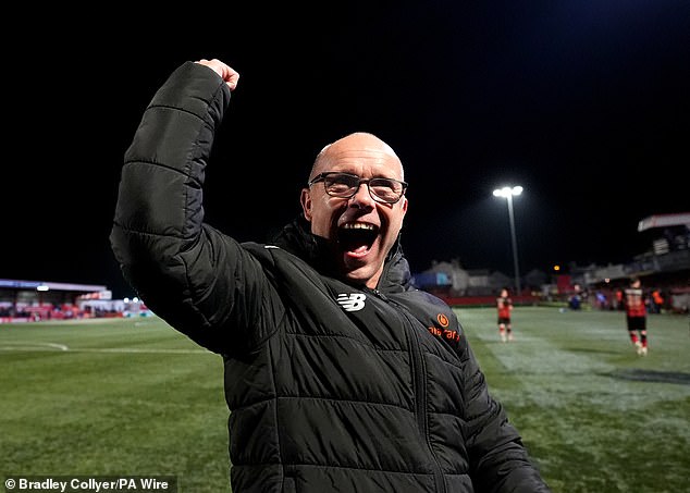 Tamworth manager Andy Peaks was visibly excited after the match and said he was 'so proud'