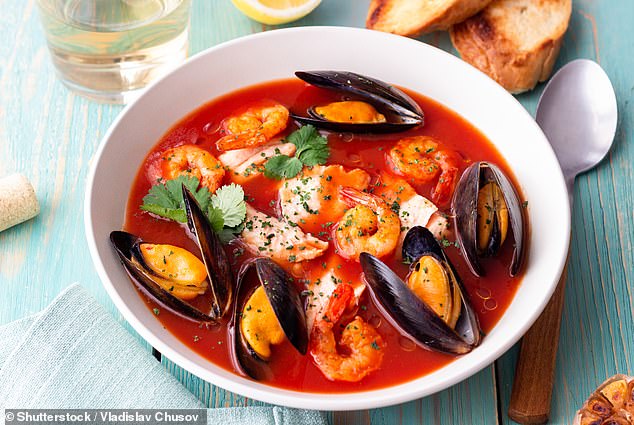 Justine recommends trying bouillabaisse, a seafood stew, in southeastern France