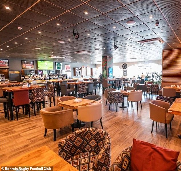 The bar at the Bahrain Rugby Football Club, where Gerrard spends some of his free time