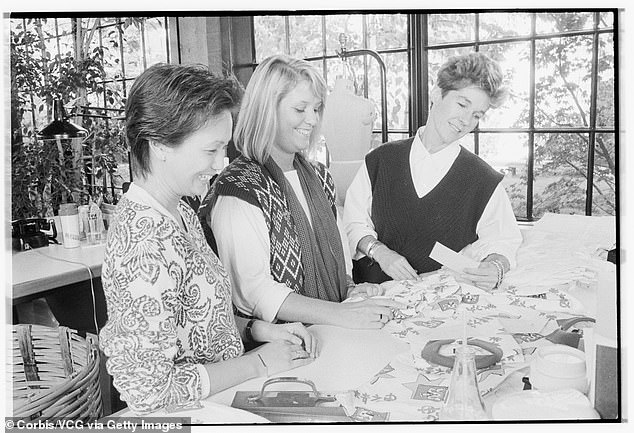 Esprit director Susie Tompkins (far right) works with designers Karen Johnson and Doreen Chen in the 1980s