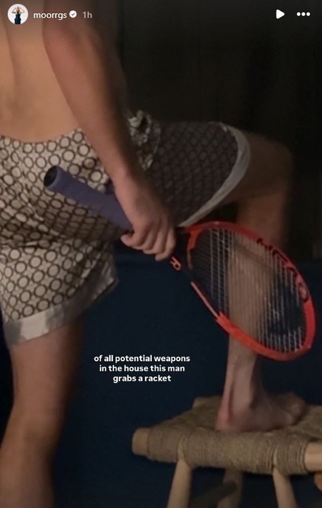 The American tennis star even grabbed a tennis racket as a potential weapon