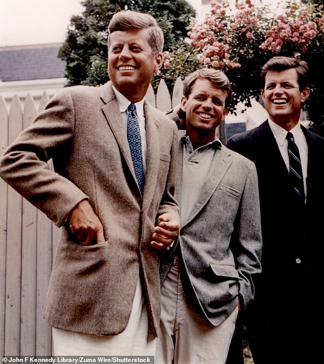 John, Robert and Teddy Kennedy. Kennedy later jokes that the boys 