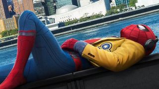 Spider-Man relaxes while listening to music in Spider-Man: Homecoming