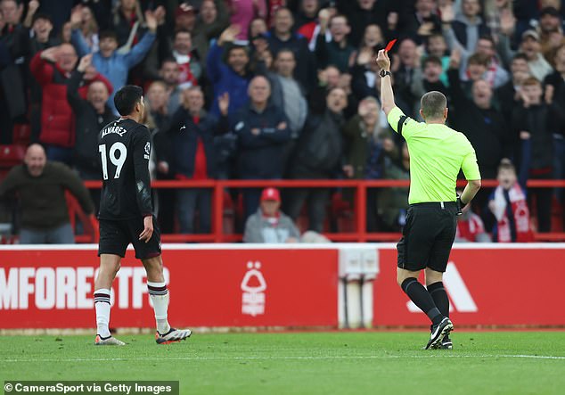 West Ham were reduced to ten men just before half-time when Edson Alvarez was sent off