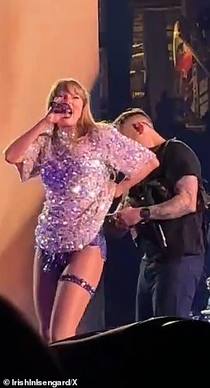 Footage from fans that has surfaced online shows the 34-year-old pop star having to have her microphone package adjusted in the middle of a song.