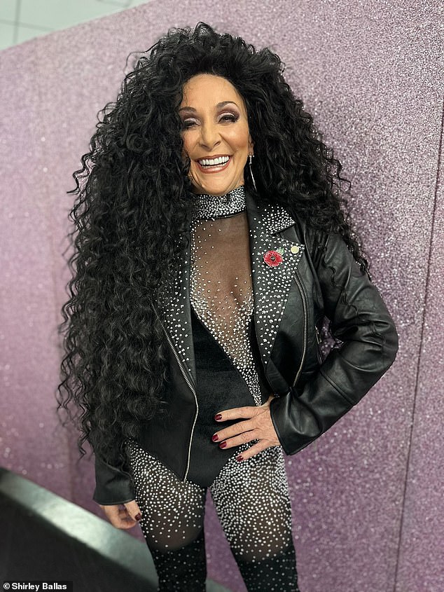 Shirley Ballas transformed into Cher as she wore a dramatic black wig and a daring glitzy bodysuit