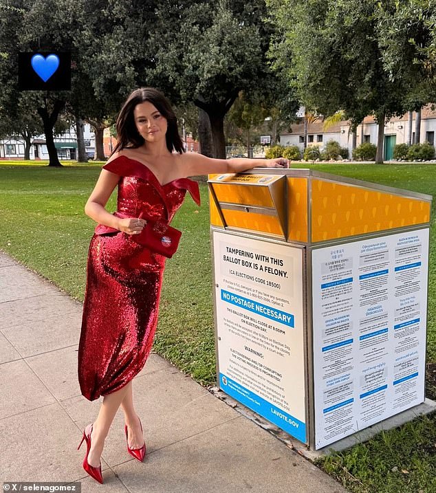 Fans of the Wizards of Waverly Place actress are also starting to speculate who she cast her first vote for as she donned a shiny red dress while casting her vote. Fans believe outspoken Democrat Gomez, who is often the symbol of the right-wing Republican party, has changed her vote in favor of Trump.