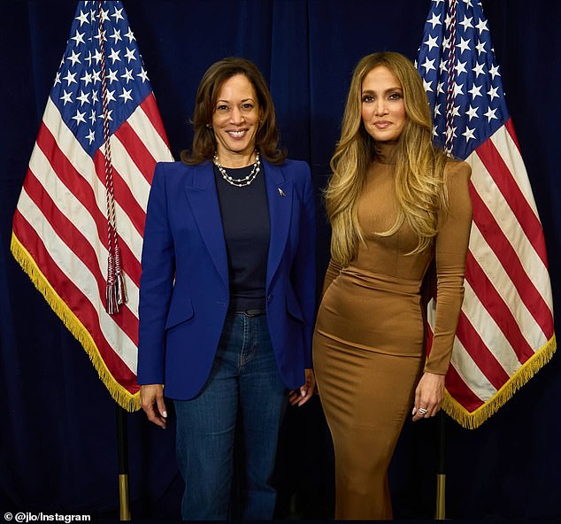 After the meeting on Instagram, JLo wrote to her 250 million followers: “Honoured to stand by @KamalaHarris. Let's continue to strengthen each other and push for a future where every voice is heard!'