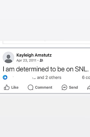 On Friday night, the singer shared a throwback Facebook post from 2011, declaring: 'I'm determined to be on SNL'