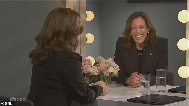 1730606703 192 Kamala Harris is skewered for her laugh in surprise appearance