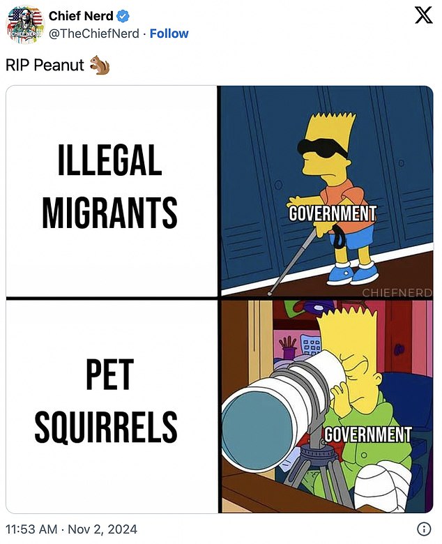 A number of memes surfaced over the course of Saturday following Peanut's death