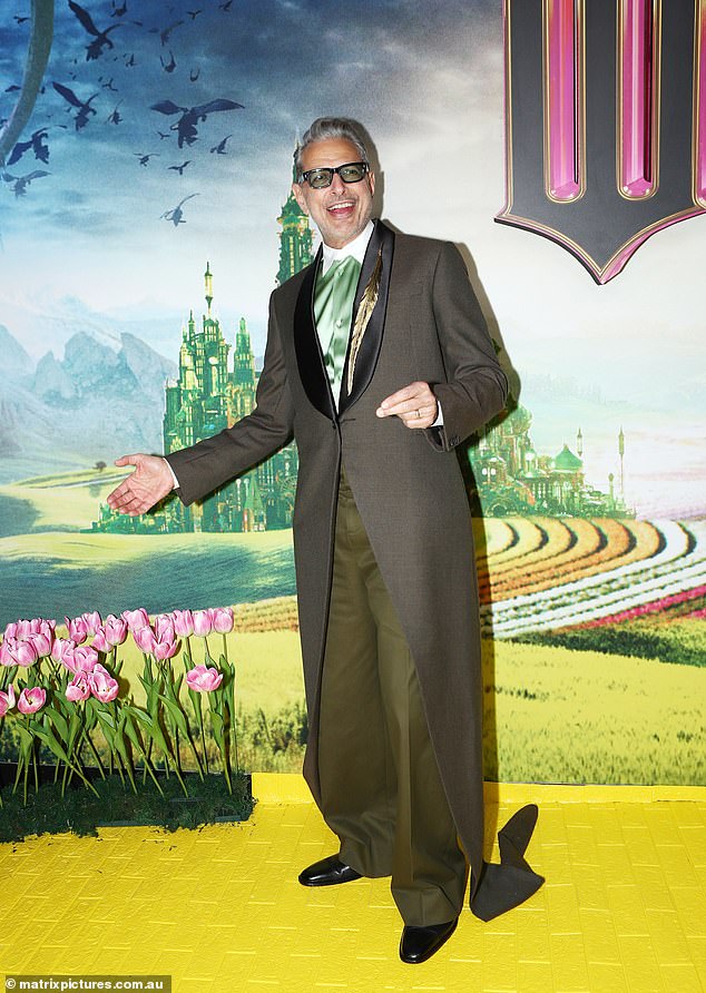 Jeff Goldblum brought his signature quirky elegance to the premiere, wearing a unique ensemble that perfectly reflected his playful sense of style