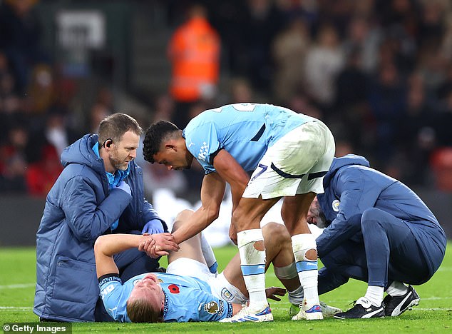 There were worrying scenes for City's injury-hit squad as Haaland went down injured