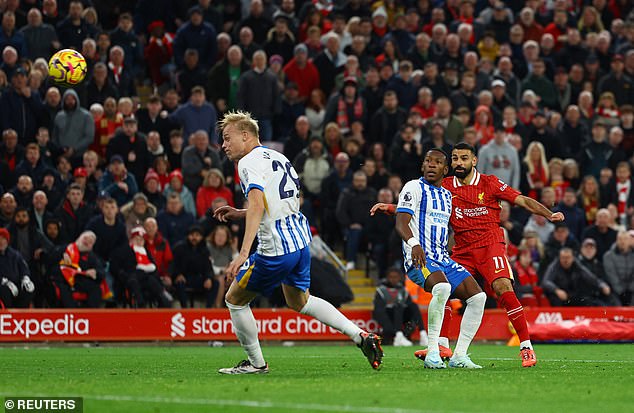 Mohamed Salah came in from the right and curled into the top corner to give Liverpool the lead