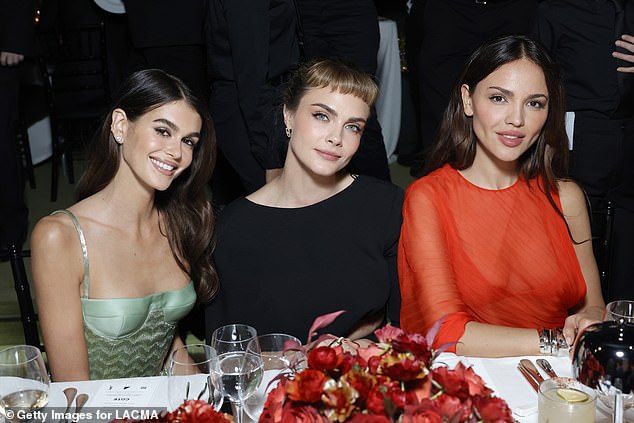 Spotted in the venue, Cara Delevingne and Kaia Gerber showed off their beautiful smiles as they posed for a photo together