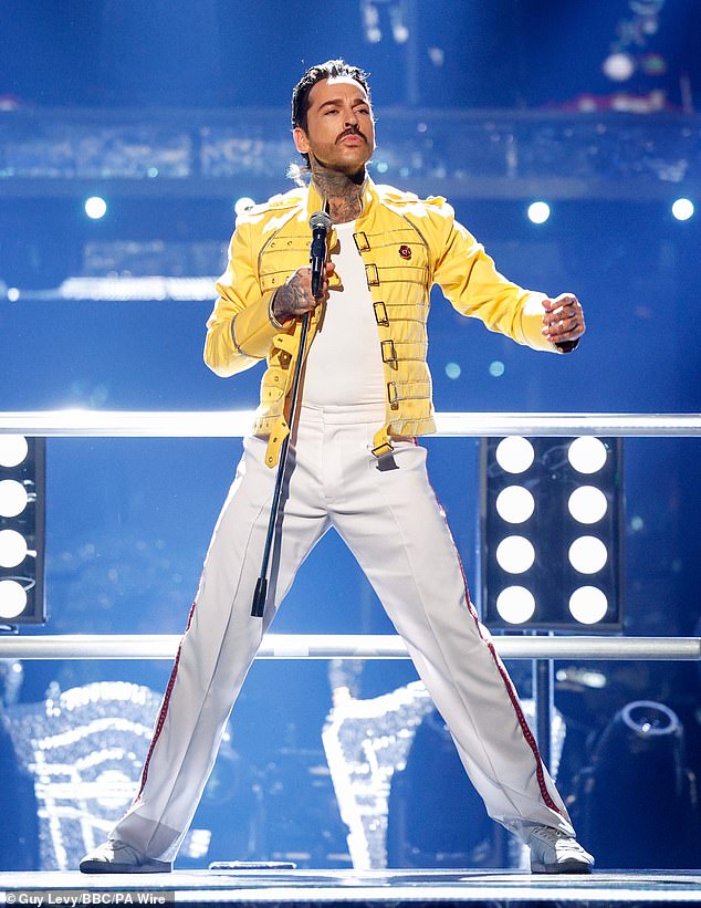 Despite his scores, the TV personality got into character as Freddie Mercury