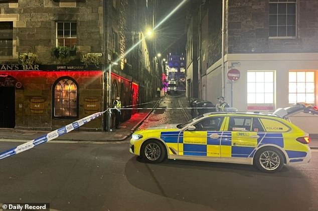 Police Scotland seen at a serious road traffic incident in the Cowgate area of ​​Edinburgh