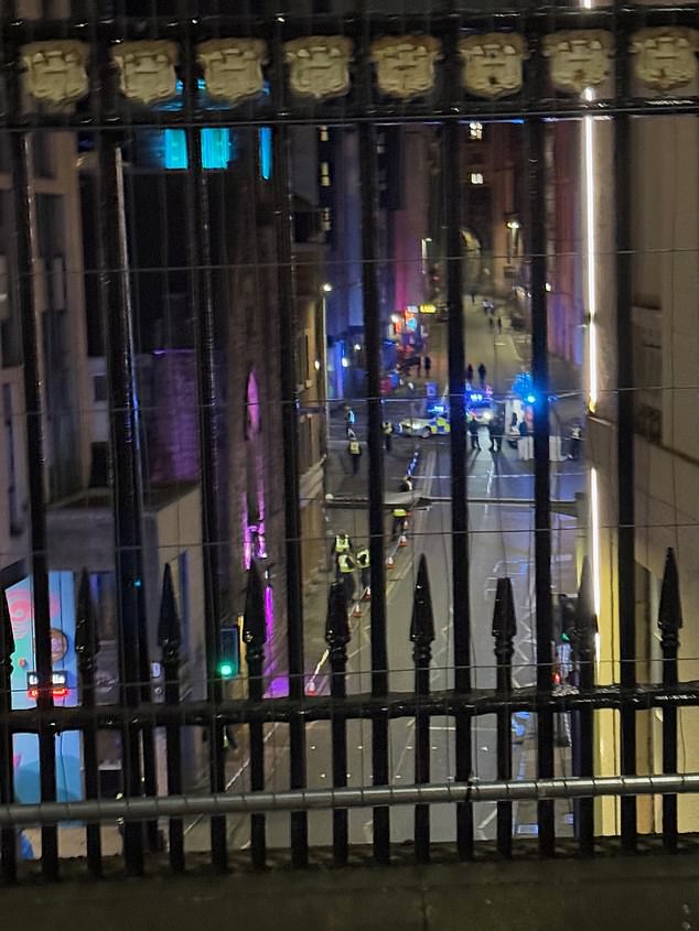 Footage taken by onlookers and shared on social media shows Blair Street, Guthrie Street and Candlemaker Road closed last night