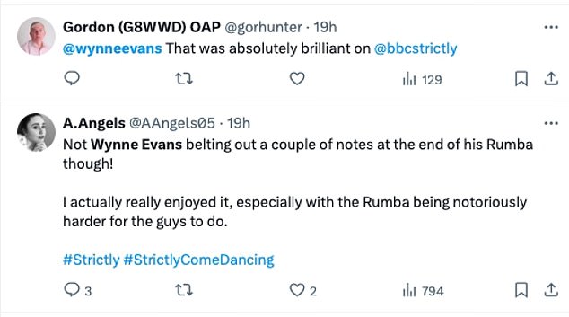 However, others loved his singing as they wrote: 'I really loved Wynne's routine and the powerful and inspiring message it gave, not to mention the amazing vocal finish at the end! He should be very proud!'