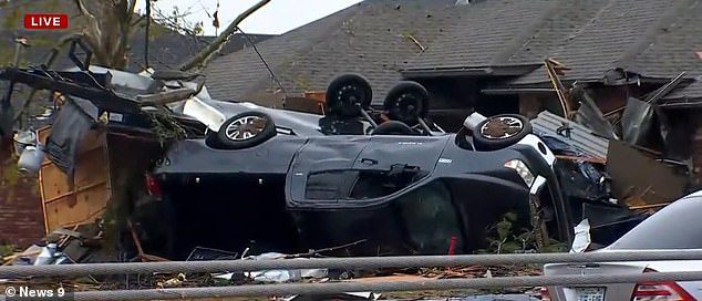 In the same area, a pickup truck was seen driving into someone's yard