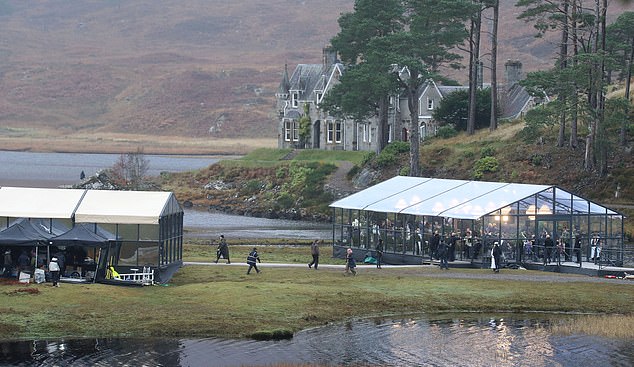 The filming took place in a huge glass marquee overlooking a beautiful lake