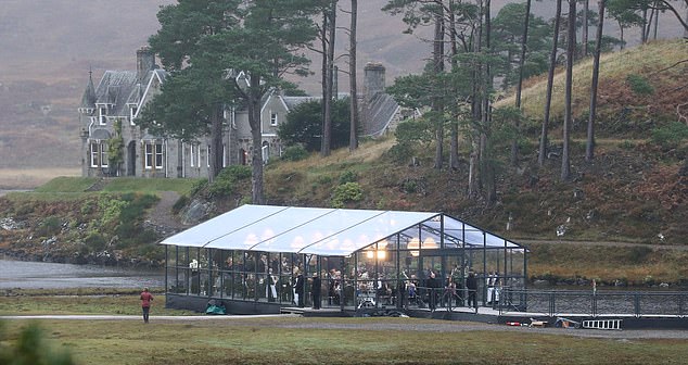 The Gothic main building of the estate overlooked the marquee