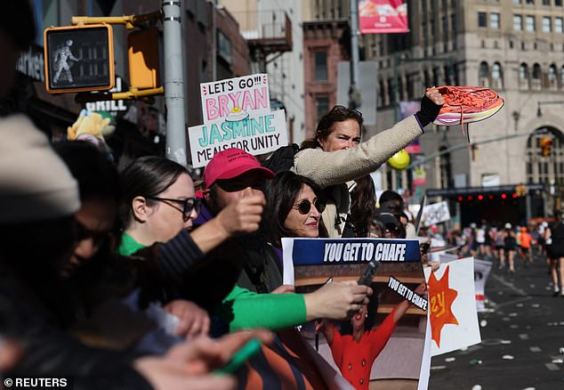 About two million New Yorkers were expected to watch along the 26.2-mile course