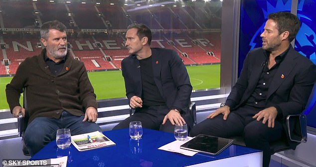 Fellow Sky Sports pundits Roy Keane, Frank Lampard and Jamie Redknapp (left to right) also felt a red card should have been shown