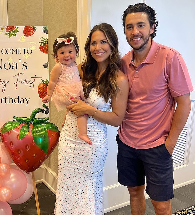 During the funeral, Meredith announced that she was pregnant with her and Johnny's third child. (Photo: the couple and their first child Noa)