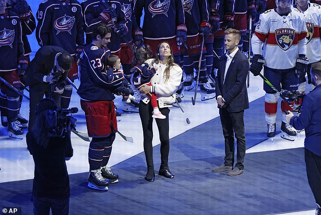 The Columbus Blue Jackets paid an emotional tribute to their late teammate during the team's home opener in October as Meredith and their children walked the ice