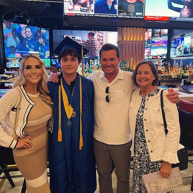 Schmidt's heartbroken father (third from left) paid a devastating tribute to his son on Saturday