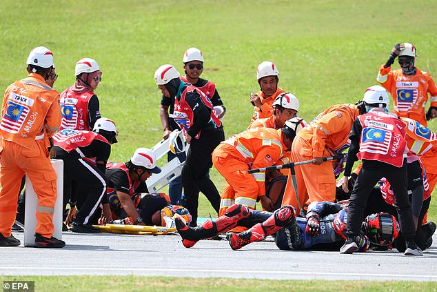 Medical teams quickly arrived at the track to treat those involved in the crash