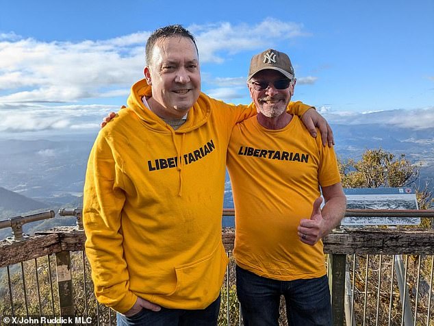 NSW MP John Ruddick (left) and Marc Hendrickx, member of advocacy group Right to Climb, (right) climbed the Wollumbin-Mount Warning summit on Saturday, despite the course being closed to the public since 2020