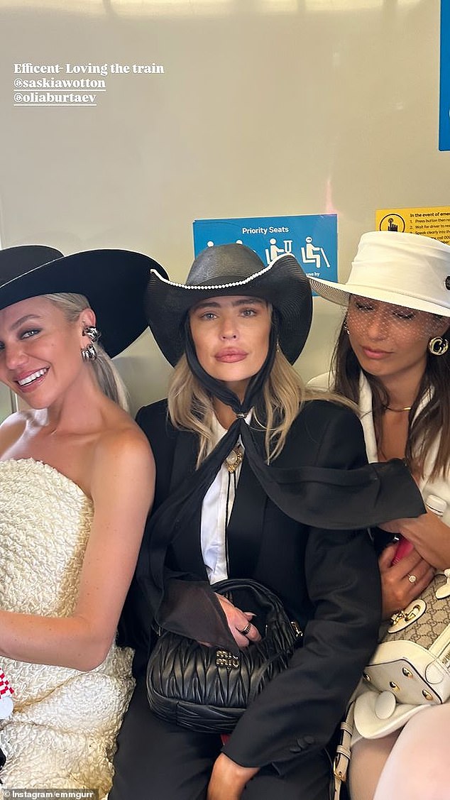 Emily (centre) pictured on Derby Day with TV personality Saskia Wotton