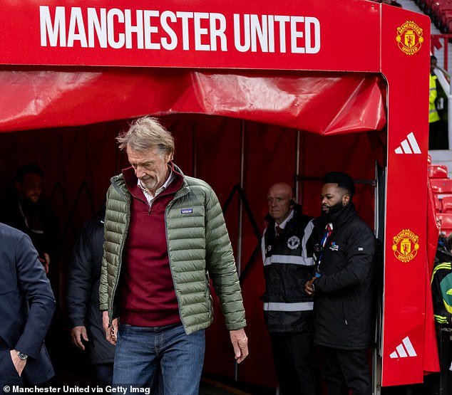 British billionaire businessman Ratcliffe was pictured at Old Trafford on Sunday afternoon