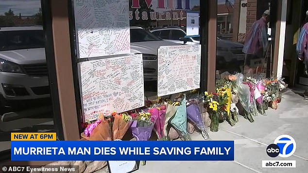 Loyal customers left bouquets of flowers and notes outside the restaurant after his death