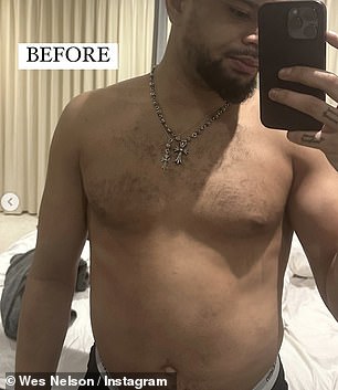 The Love Islander singer, 26, shared his dramatic transformation after admitting she 'neglected his health for years' (pre-weight loss photo)