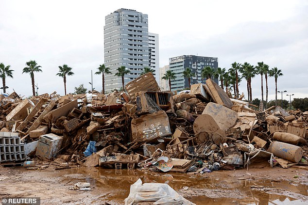 A view of mud and debris, after heavy rain causing flooding, in the La Torre district of Valencia