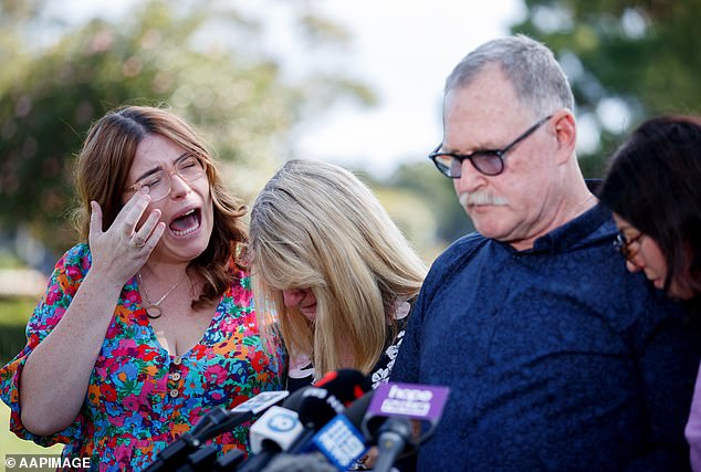 Judge David Davies adjourned the court until Friday to consider the mental health defense (pictured, Mr Tougher's wife and parents days after attack)