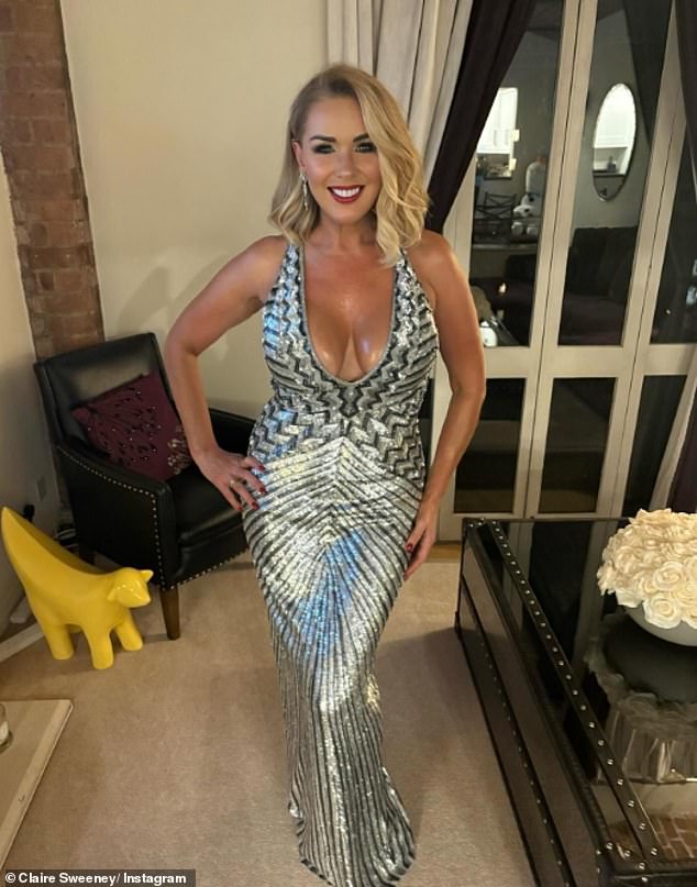 Claire, who was hosting an award, pulled out all the stops as she went braless in a plunging silver Eliza Jane Howell dress