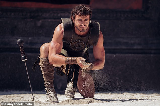 The actor, 28, who is at the peak of physical fitness for his starring role in Gladiator II (pictured), said he has a 'gut feeling' he will die young in candid interview about death